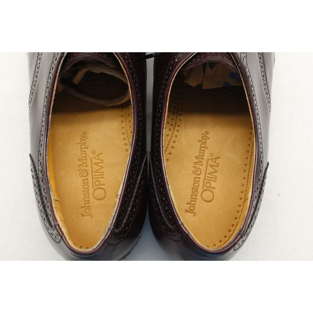 Johnston & Murphy Optima Oxford Cap Toe Burgundy Leather Dress Shoes 8.5 E